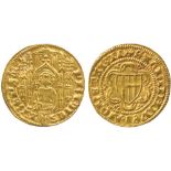 WORLD COINS, GERMANY, Cologne, Friedrich III of Saarwerden (1371-1414), Goldgulden, undated, Riel