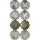 WORLD COINS, USA, Silver Morgan Dollars (4), 1880-S, 1881-S, 1887, 1904-O (KM 110). The 1887 with