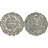 WORLD COINS, FRANCE, Convention (1792-1795), Silver Ecu de 6-Livres, 1793-B, An II, Rouen, FRANCOISE