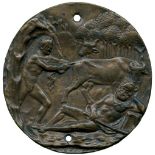 COMMEMORATIVE MEDALS, World Medals, Italy, Cacus stealing the Oxen from Hercules, Uniface Circular