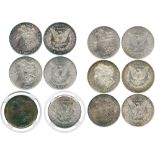 WORLD COINS, USA, Silver Morgan Dollars (6), 1880, 1880-S, 1883-O, 1884-O, 1885-O, 1887 (KM 110).