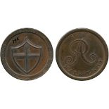 BRITISH TOKENS, 18th Century Tokens, England,  Middlesex, Peter Anderson, Copper Halfpenny, 1795,