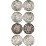 WORLD COINS, USA, Silver Morgan Dollars (4), 1878-CC, 1882-CC, 1883-CC, 1884-CC (KM 110). All mint