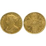 BRITISH COINS, Anne (1702-1714), Gold Guinea, 1714, third draped bust left, rev crowned cruciform