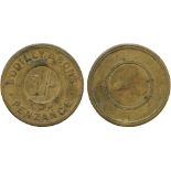 BRITISH TOKENS, 19th Century Tokens, Checks, Cornwall, Penzance, Bodilly & Sons, Brass Check for a