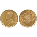 G WORLD COINS, CANADA, George V (1910-1936), Gold 5-Dollars, 1913, crowned bust left, rev shield