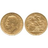 G BRITISH COINS, George V, Gold Sovereign, 1924 SA, Pretoria Mint (South Africa), bare head left,