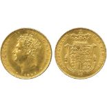 G BRITISH COINS, George IV, Gold Sovereign, 1825, second bare head left, date below, rev crowned