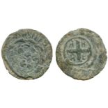 WORLD COINS, CRUSADERS, Mytilene, Francesco II Gattilusio (1396-1400), Æ Denaro, floral device,