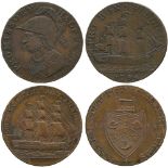 BRITISH TOKENS, 18th Century Tokens, England,  Durham, South Shields, Kempson, Copper Halfpenny