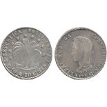 WORLD COINS, BOLIVIA, Republic, Silver 8-Soles, 1859 PTS-FJ, Potosi, llamas beneath tree, stars