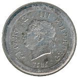 BRITISH COINS, George III, Uniface Incuse Retrograde Lead Trial Striking for the obverse of the