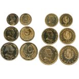 G WORLD COINS, URUGUAY, Republic, Gold Set, 1960, Pattern 2-, 5-, 10-, 25- and 50-Centesimos and