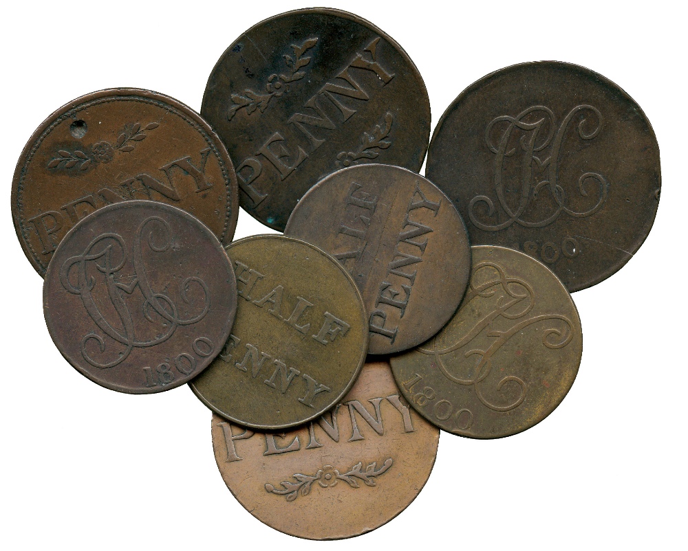 BRITISH TOKENS, 18th Century Tokens, England,  Middlesex, Christ’s Hospital, Copper Penny (4), 1800,