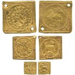 WORLD COINS, GERMANY, Nürnberg, Gold Square Klippe ½-Ducat, ¼-Ducat and 1/16-Ducat, undated (