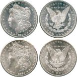 WORLD COINS, USA, Silver Morgan Dollars (2), 1882-CC, 1884-CC (KM 110). First in PCGS holder