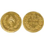 G INDIAN COINS, PRINCELY STATES, Travancore, Tulabharam Coinage, Gold ½-Pagoda, inscription in