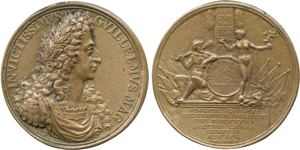 COMMEMORATIVE MEDALS, British Historical Medals, William III, Retort upon Louis XIV, Cast Bronze