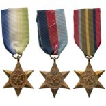 MILITARY MEDALS, CAMPAIGN MEDALS & GROUPS, Three WW2 Stars, 1939 Star, Atlantic Star, Pacific