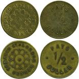 COINS, 錢幣, PLANTATION TOKENS, 種植園代用幣, London Borneo Tobacco Company (Ranau): Brass ½-Dollars (2),