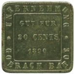 COINS, 錢幣, PLANTATION TOKENS, 種植園代用幣, Unternehmung Goerach Batoe: Nickel-alloy 20-Cents, 1890,