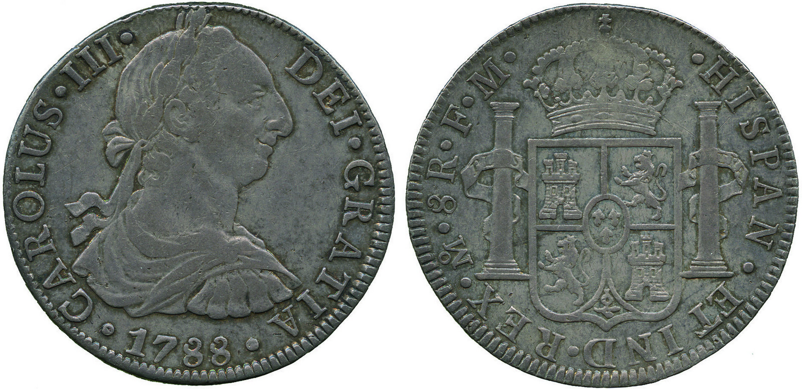 COINS, 錢幣, REST OF THE WORLD, 其他國家, Mexico, Charles III: Silver 8-Reales, 1788FM (KM 106.2a).