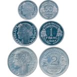 FRENCH COINS, Essais and Piedforts, Provisional Government, Aluminium Piedfort Essai 2-Francs, Franc