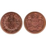 WORLD COINS, British North Borneo, Victoria, Bronze Cent, 1886 H, Heaton mint, denomination within