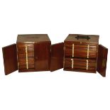 COIN AND OTHER CABINETS, A Pair of early 20th Century plain cube style Mahogany Coin Cabinets, by