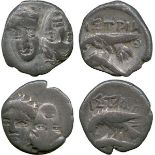 ANCIENT COINS, Greek, Black Sea Region, Moesia, Istros (c.400-350 BC), Silver ¼-Drachm, two young