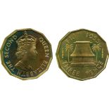 WORLD COINS, Fiji, Elizabeth II (1952-  ), Nickel-brass Proof Threepence, 1956, crowned head