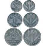FRENCH COINS, Essais and Piedforts, État Français, Aluminium Essai 2-Francs, 1943, Franc, 1942,