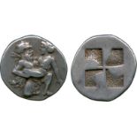 ANCIENT COINS, Greek, Thracian Islands, Thasos (c.435-411 BC), Silver Drachm, facing naked satyr