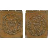 BRITISH COINS, Charles I, Copper Richmond Farthing, uncut square, die 6, crowned crossed sceptres,