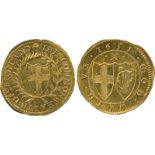 BRITISH COINS, Commonwealth, Gold Half-Unite or Double Crown, 1651, English shield within laurel and