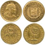 G WORLD COINS, Costa Rica, Republic, Gold ½-Escudo (1849-1857), countermarked with lion on a Central