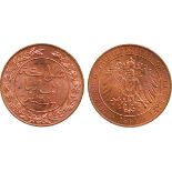 WORLD COINS, German East Africa, Wilhelm II, Copper Pesa, 1891, inscription within wreath, rev