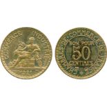 FRENCH COINS, Essais and Piedforts, Third Republic, Cupro-aluminium Essai 50-Centimes, 1921, by