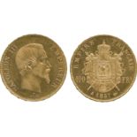 G WORLD COINS, France, Second Empire, Napoleon III, Gold 100-Francs, 1857A, Paris, bare head