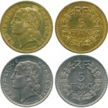 FRENCH COINS, Essais and Piedforts, Third Republic, Nickel Essai 5-Francs, 1933, by Lavrillier,