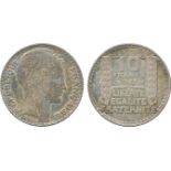 FRENCH COINS, Essais and Piedforts, Third Republic, Silver Essai 10-Francs, 1929, by Turin, rev