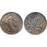 FRENCH COINS, Essais and Piedforts, Third Republic, Silver Piedfort 2-Francs, 1928, by Roty, Semeuse