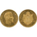 G WORLD COINS, France, Second Empire (1852-1870), Napoleon III, Gold 100-Francs, 1855A, Paris,