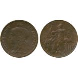 FRENCH COINS, Essais and Piedforts, Third Republic, Bronze Essai 10-Centimes, 1897, by Daniel-