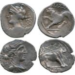 ANCIENT COINS, Greek, Gaul, Massalia (c.150-100 BC), Silver Drachms (2), diademed and draped bust of