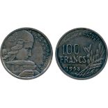 FRENCH COINS, Essais and Piedforts, Fourth Republic, Silver Piedfort Essai 100-Francs, 1958, by