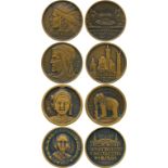 WORLD COMMEMORATIVE MEDALS, Exposition Coloniale de Paris, 1931, Set of Four Bronze Medals of the