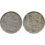 FRENCH COINS, Essais and Piedforts, Third Republic, Silver Piedfort Essai 20-Francs, 1929, by Turin,