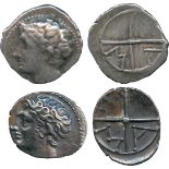 ANCIENT COINS, Greek, Gaul, Massalia (c.200-121 BC), Silver Obols (2), bare head of Apollo facing