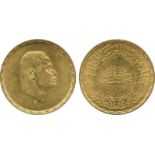 WORLD COINS, Egypt, United Arab Republic (1958-1971), Gold 5-Pounds, 1970, Death of President